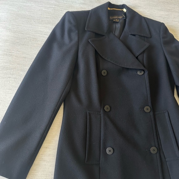 100% Wool Classiques Entier Black Double-Breasted Women's Coat, Size M - Picture 3 of 12